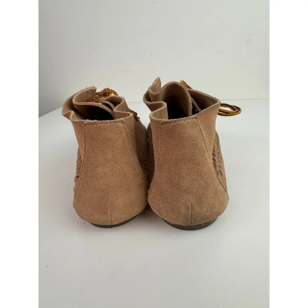 Latigo Gamine Women's Boots 7.5M Beige Woven Suede Lace-Up Moccasin Chukka Boots